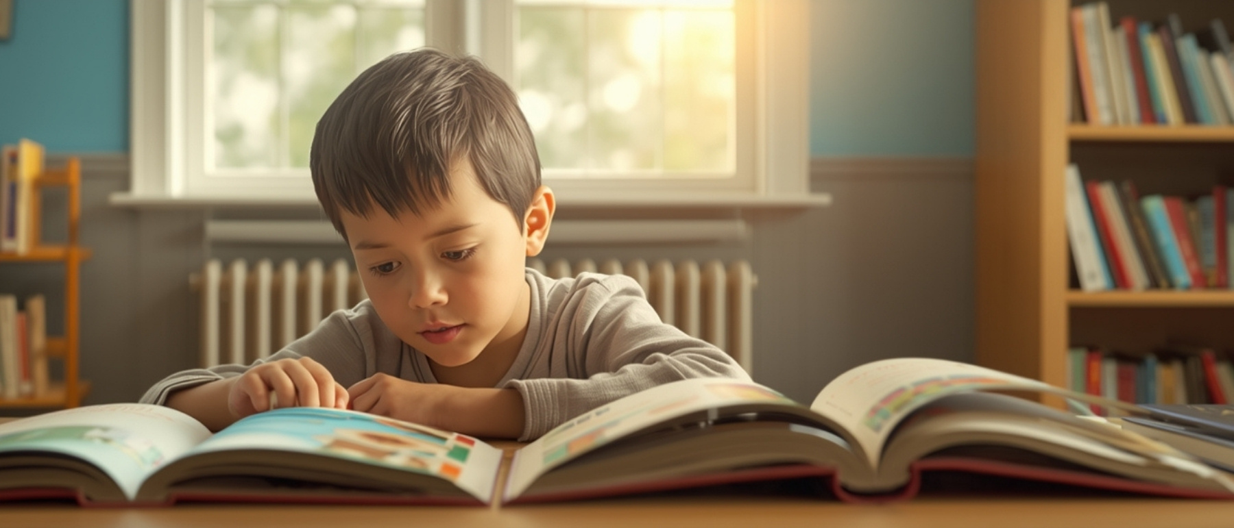 Adulto y niño eligiendo un libro infantil según su forma de leer