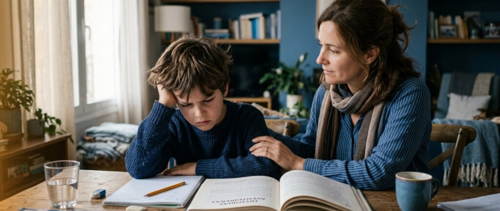 niño con dificultades de lectura asociadas a dislexia