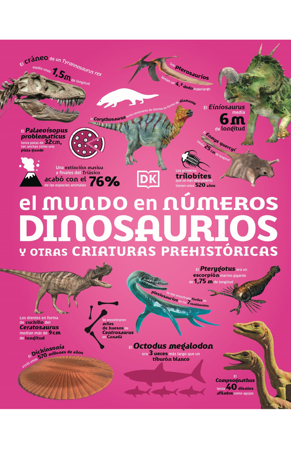 Portada de El mundo en números. Dinosaurios y otras criaturas prehistóricas, de DK
