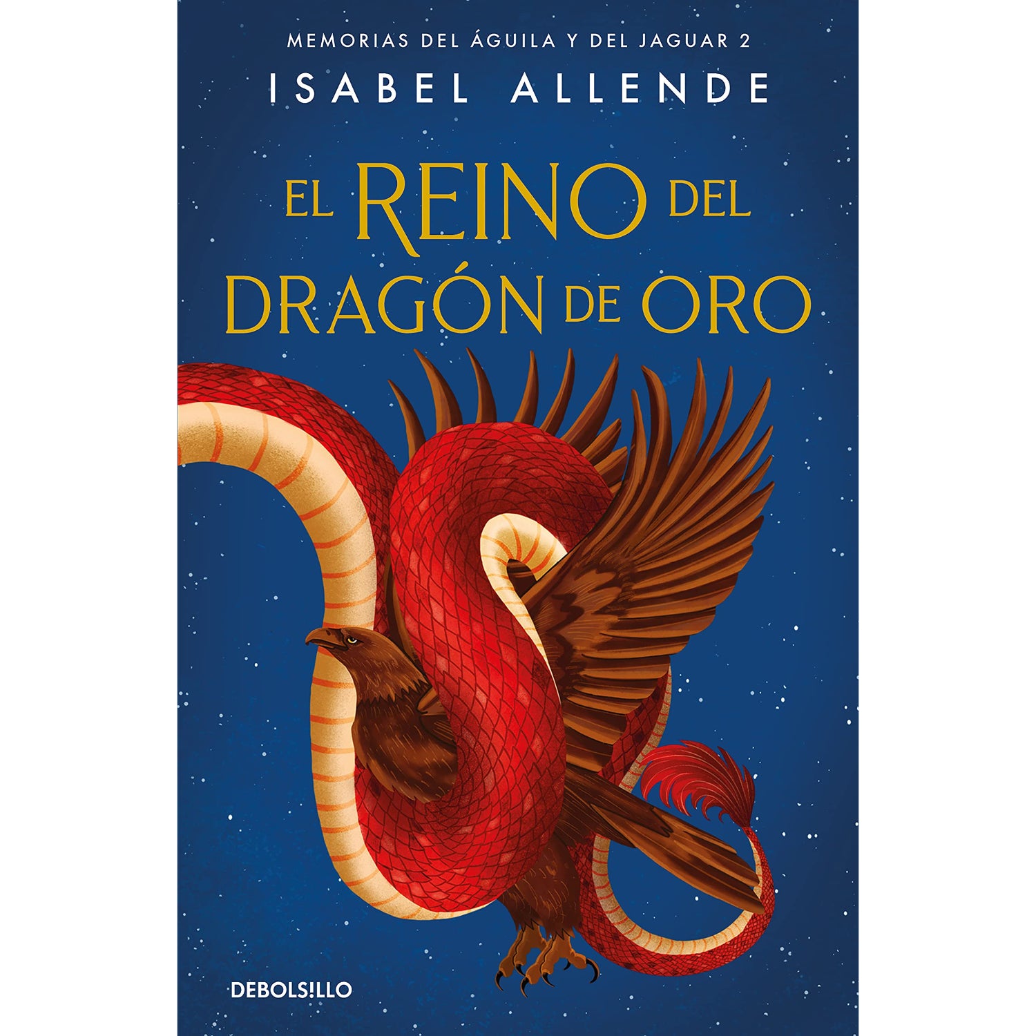 Cubierta de El reino del dragón de oro, de Isabel Allende, Debolsillo